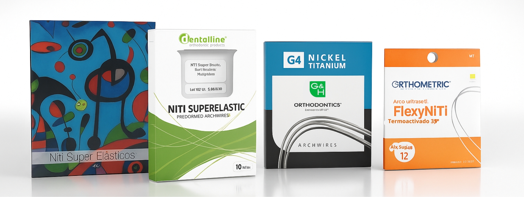 marcas de arcos NiTi: Fix Orthodontics, Dentaline, G&H, Orthometric, Leone