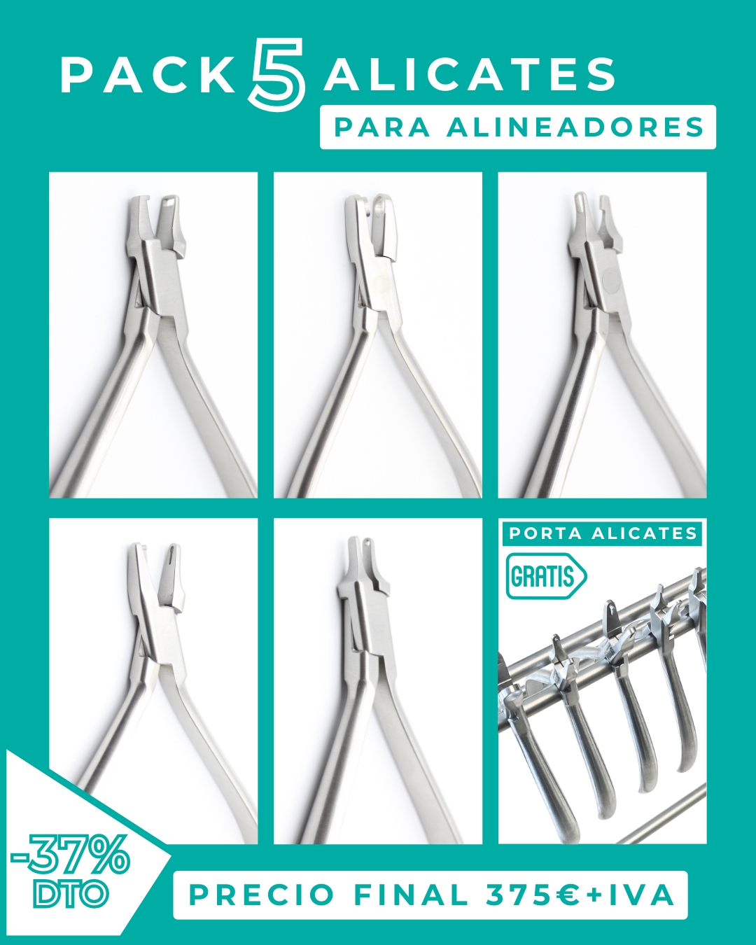 Pack 5 Alicates para Alineadores +Porta alicates de regalo